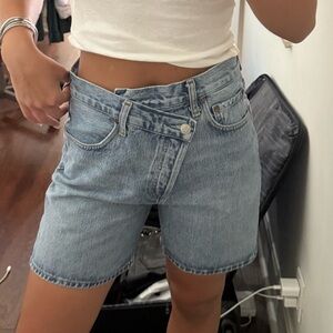Agolde Asymmetrical denim shorts